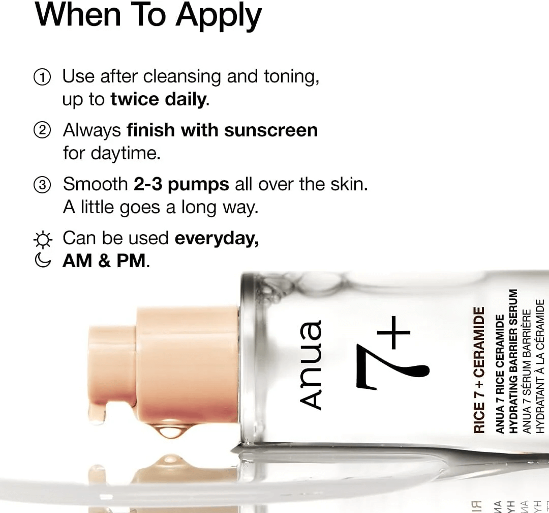 ANUA Rice 7 Ceramide Hydrating Barrier Serum 50ml - Siero viso idratante Riso e Ceramidi