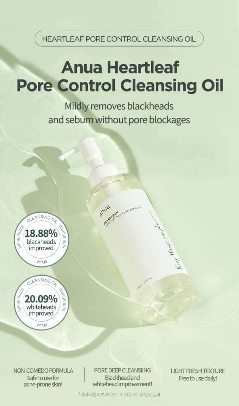 ANUA Heartleaf Pore Control Cleansing Oil 200ml – Olio detergente viso delicato e purificante