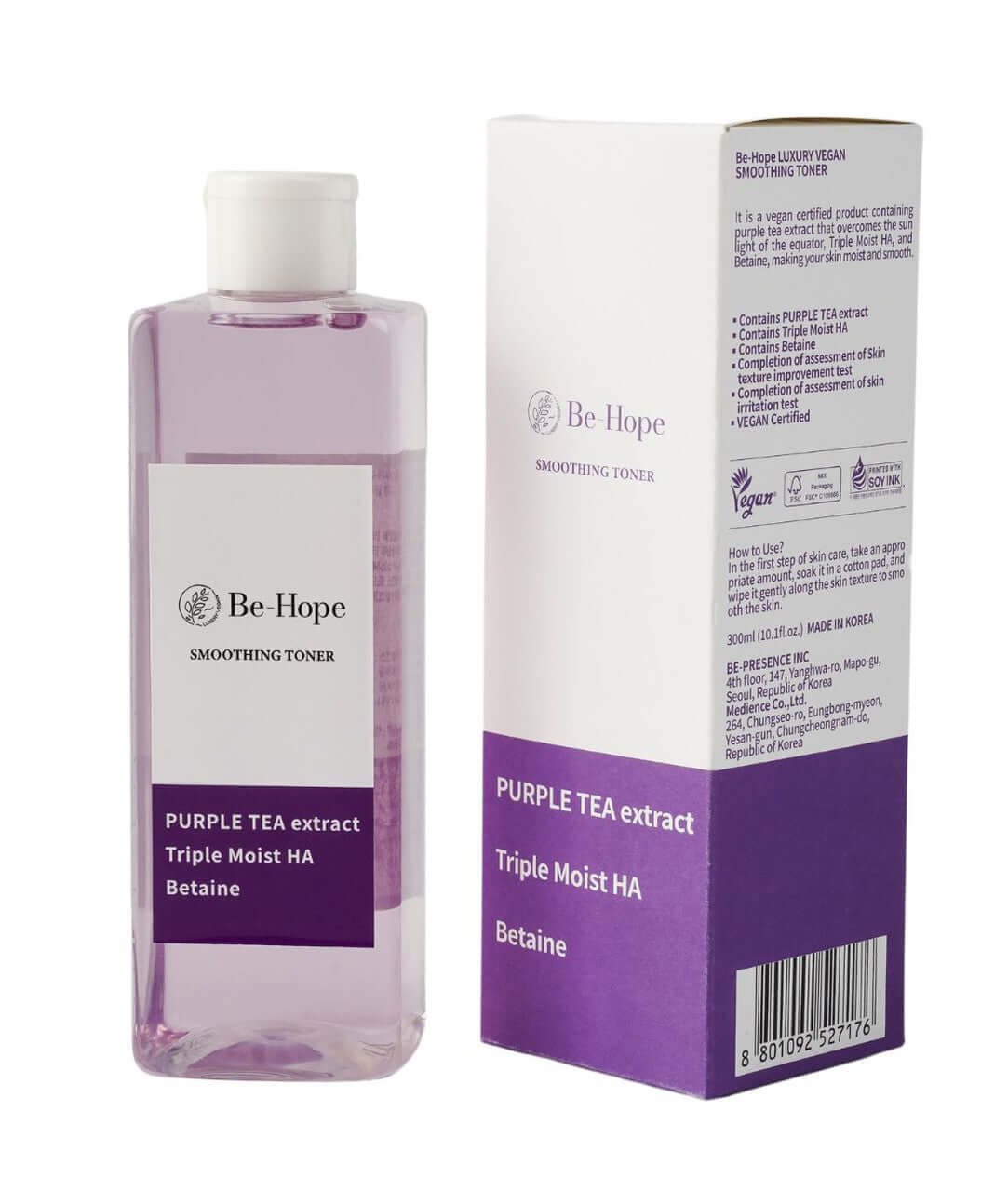 BE HOPE Vegan Smoothing Toner 300ml - Tonico viso con tè viola africano