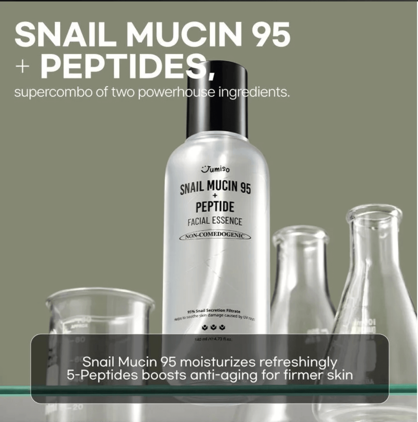 JUMISO Snail Mucin 95 + Peptide Facial Essence 140ml - Essenza viso bava di lumaca e peptidi