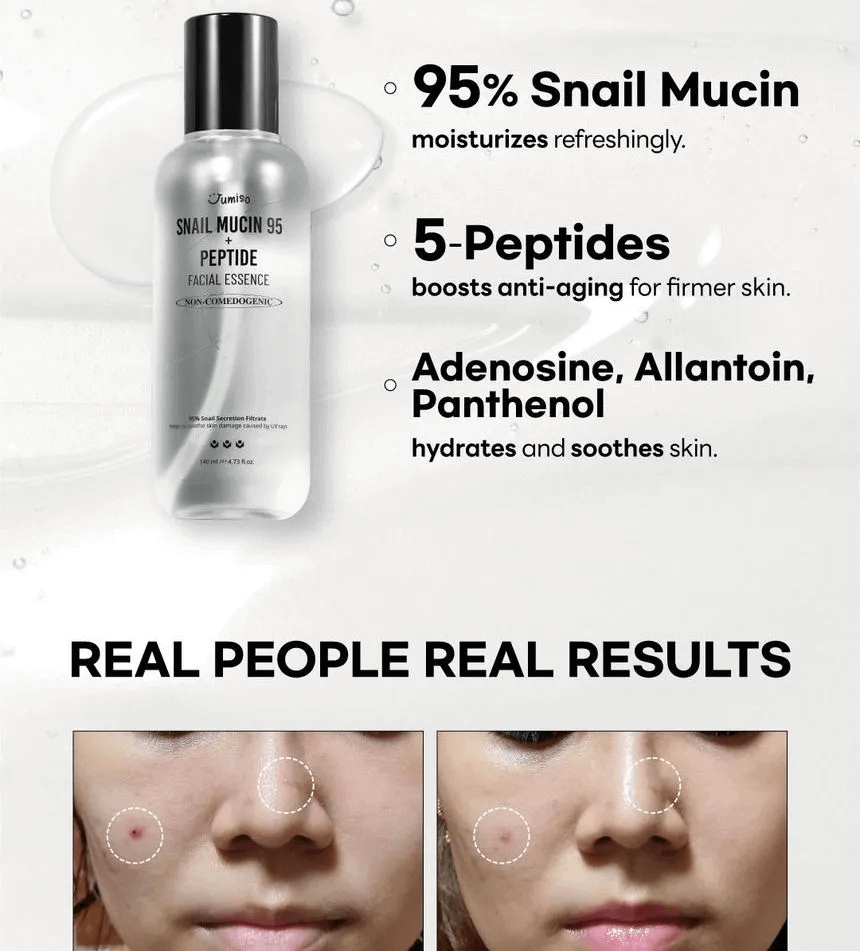 JUMISO Snail Mucin 95 + Peptide Facial Essence 140ml - Essenza viso bava di lumaca e peptidi
