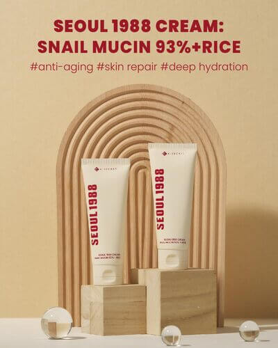 K-SECRET SEOUL 1988 Cream: Snail Mucin 93% + Rice 100ml - Crema viso con bava di lumaca e riso