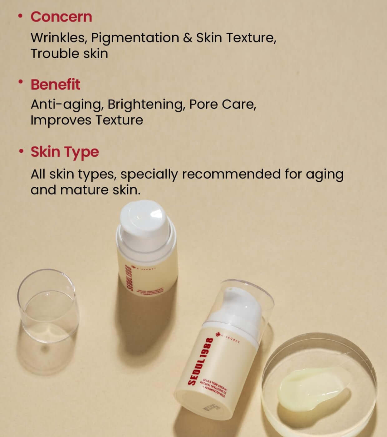 SEOUL 1988 Cream : Retinal Liposome 1% + Fermented Rice 50ml - Crema viso con Retinal e Riso fermentato