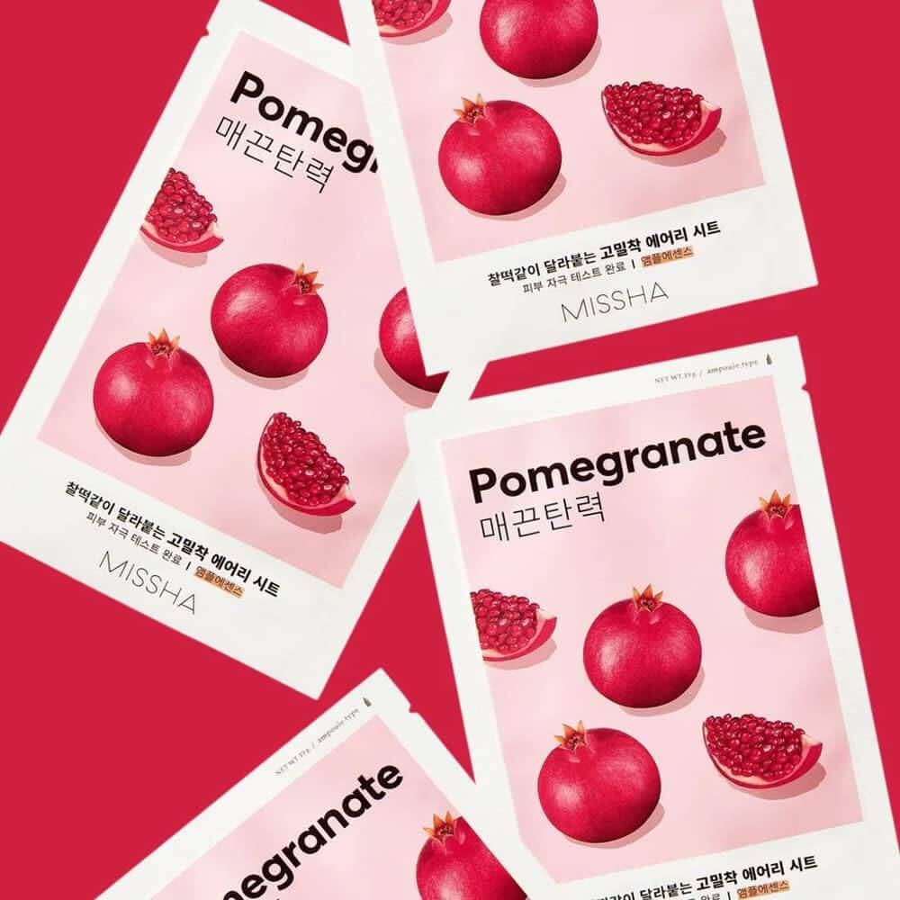 MISSHA Airy Fit Sheet Mask Pomegranate 19g - maschera viso alla melagrana slow age