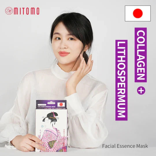 MITOMO Facial Mask Collagen+ Lithospermum 26g - Maschera viso giapponese al collagene