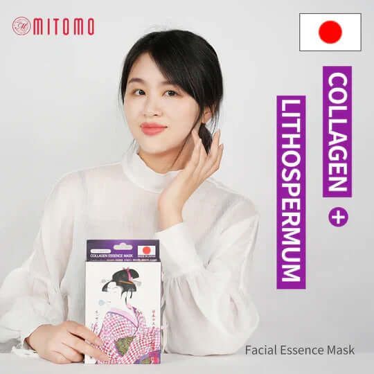 MITOMO Facial Mask Collagen+ Lithospermum 26g - Maschera viso giapponese al collagene