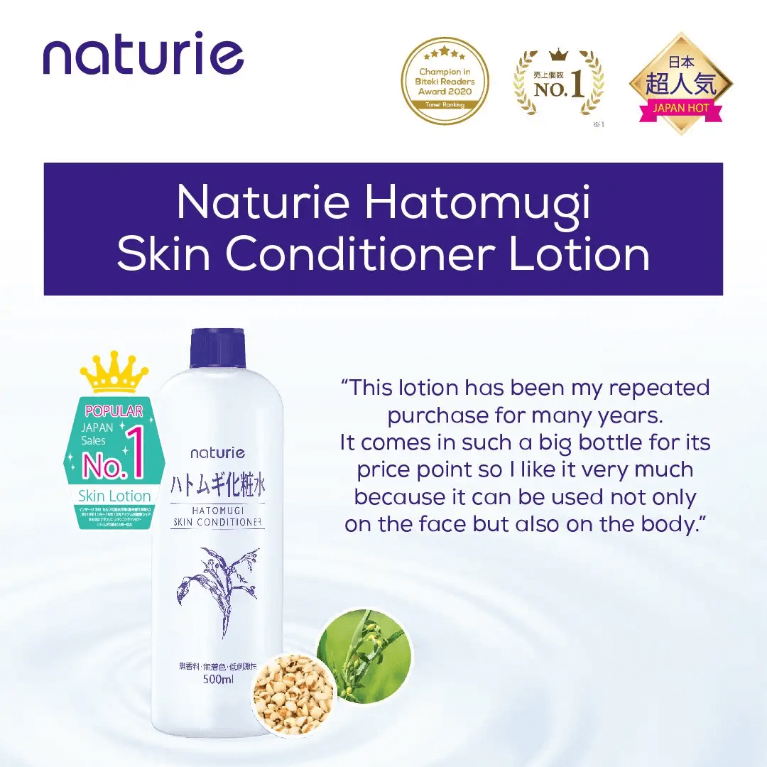 NATURIE Hatomugi Skin Conditioner Lotion 500ml - Tonico viso con semi di Coix