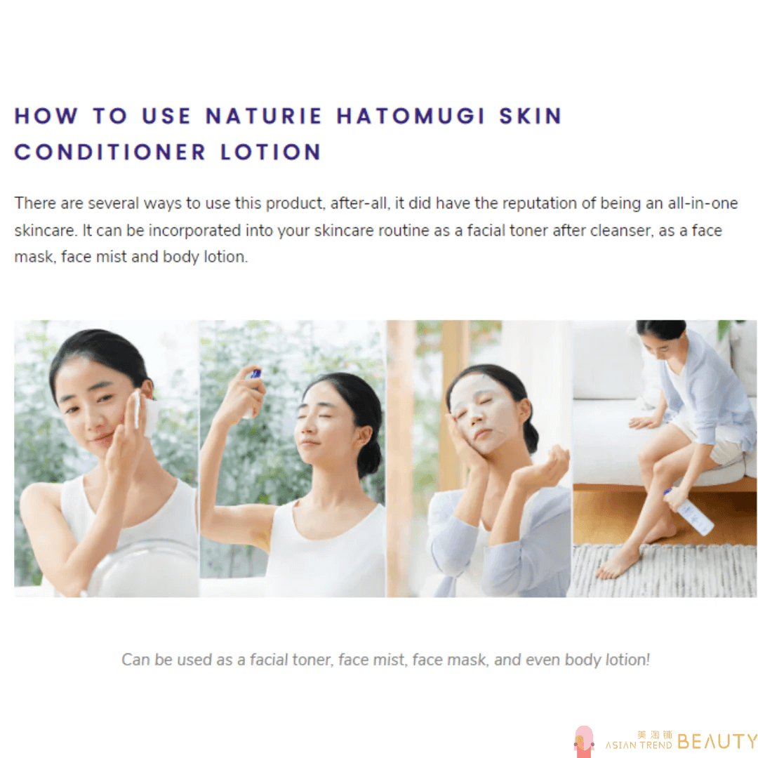 NATURIE Hatomugi Skin Conditioner Lotion 500ml - Tonico viso con semi di Coix