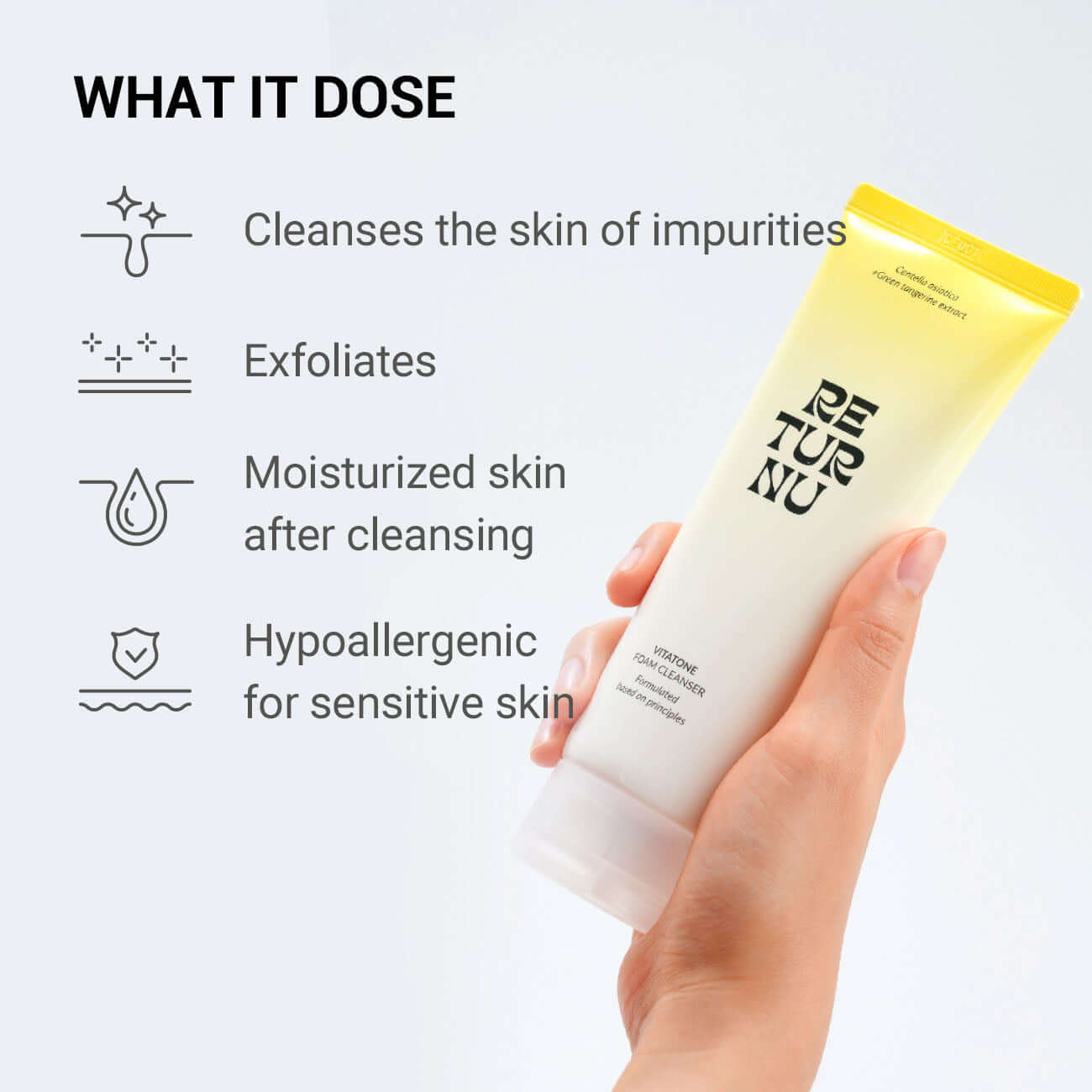 RETURNU Vitatone Foam Cleanser 120ml - Detergente schiumoso multivitaminico