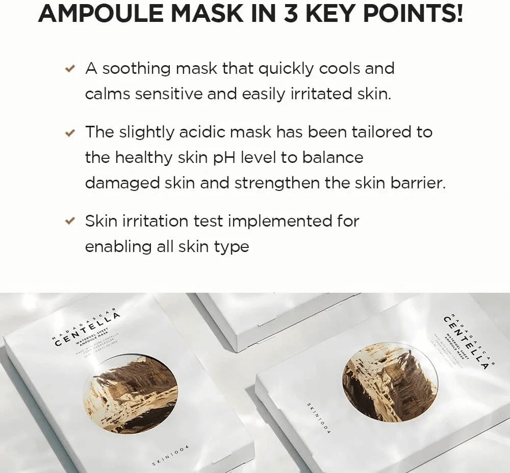 SKIN1004 Madagascar Centella Watergel Sheet Ampoule Mask 25ml - Maschera viso in tessuto alla centella