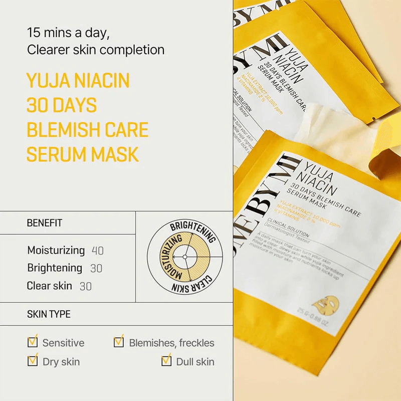 SOME BY MI Yuja Niacin 30 Days Blemish Care Serum Mask 25g - Maschera viso con Yuja