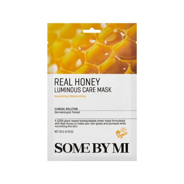SOME BY MI Real Honey Luminous Care Mask 20g - Maschera viso di tessuto illuminante al miele