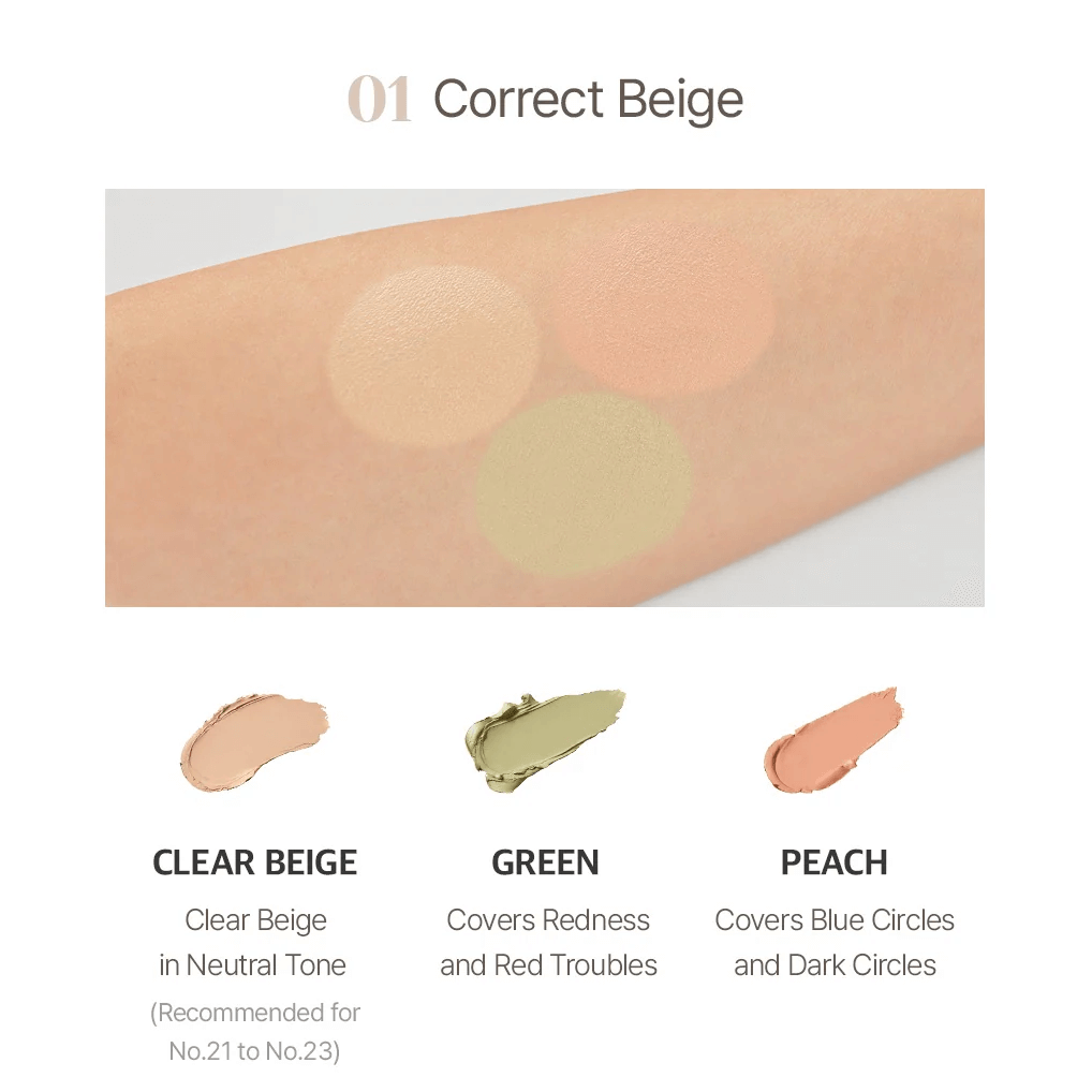 THE SAEM Cover Perfection Triple Pot Concealer Correct Beige 4.5g - Correttore coreano con 3 colorazioni