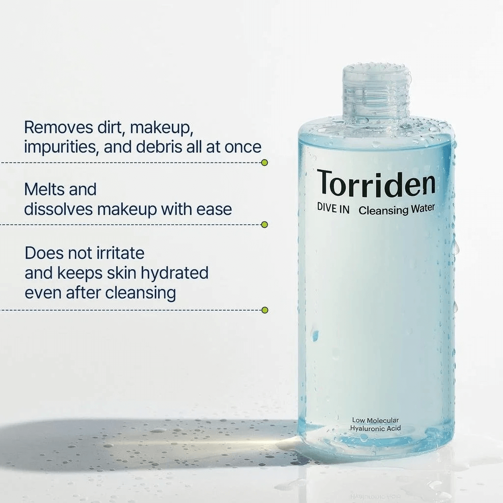 TORRIDEN DIVE-IN Low Molecular Hyaluronic Acid Cleansing Water 400ml - Acqua micellare con acido ialuronico