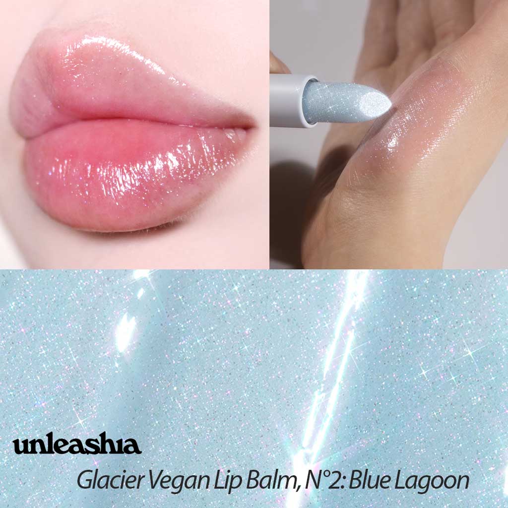 UNLEASHIA Glacier Lip Balm No. 2 Blue Lagoon 3,3g - Balsamo labbra con glitter
