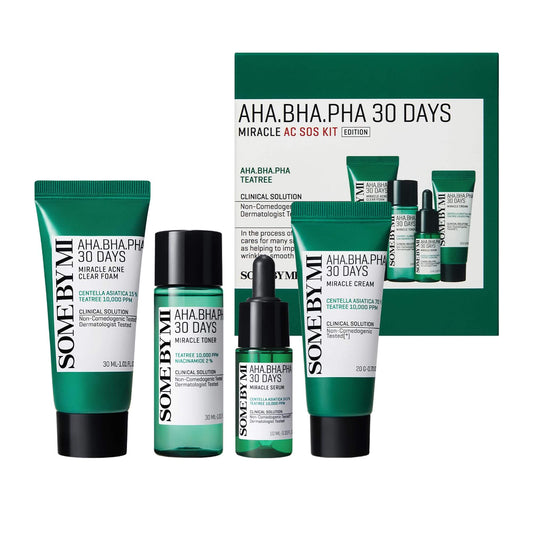 SOME BY MI AHA/BHA/PHA 30 Days Miracle AC SOS Kit 4 pcs - kit viaggio sos acne