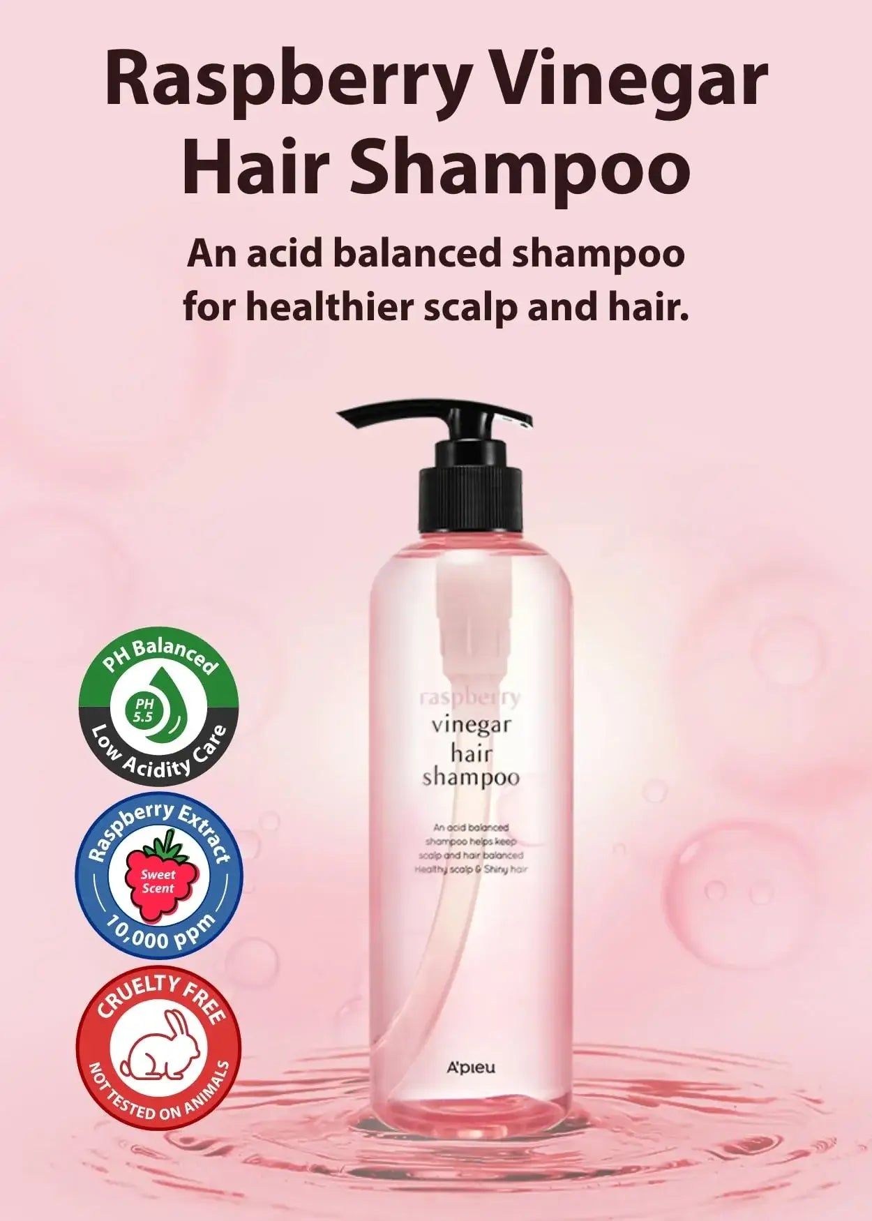 A'PIEU Raspberry Vinegar Hair Shampoo 500ml - Shampoo con aceto di lamponi