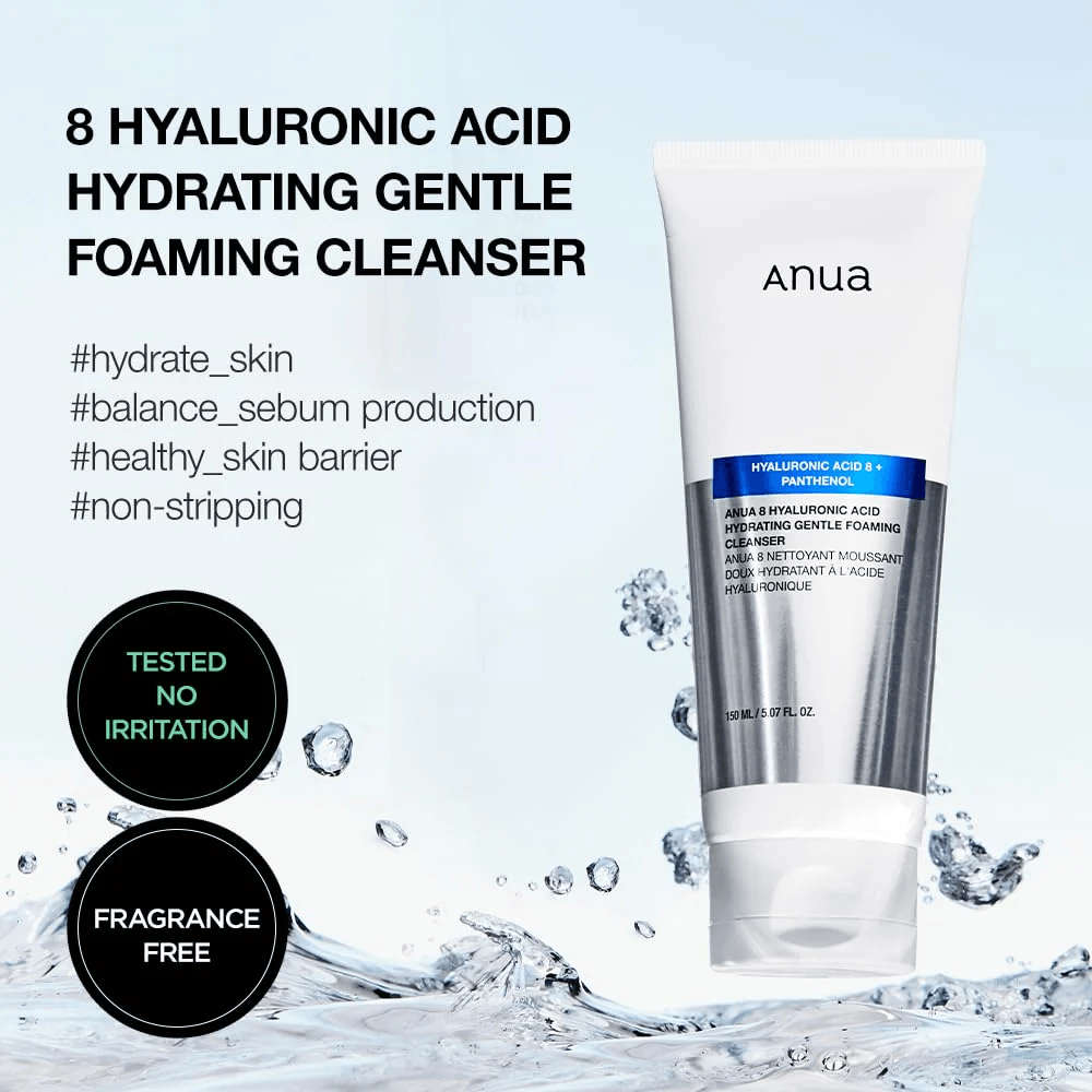 ANUA Hyaluronic Acid 8 + Panthenol Hydrating Gentle Foaming Cleanser 150 ml