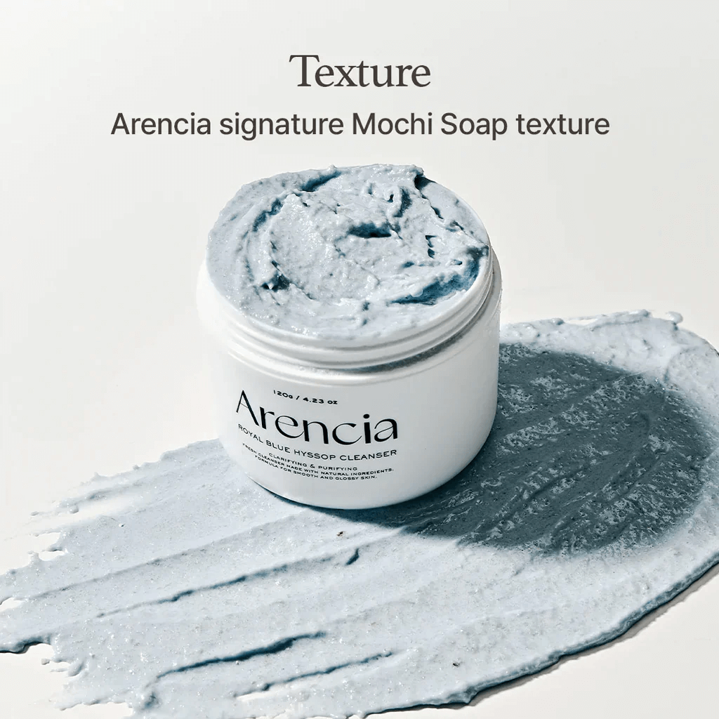 ARENCIA Fresh Blue Hyssop Rice Mochi Cleanser 120g - Detergente viso effetto mochi