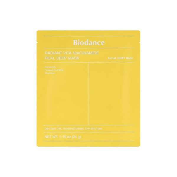 BIODANCE Radiant Vita Niacinamide Real Deep Mask 34g - Maschera viso illuminante in idrogel