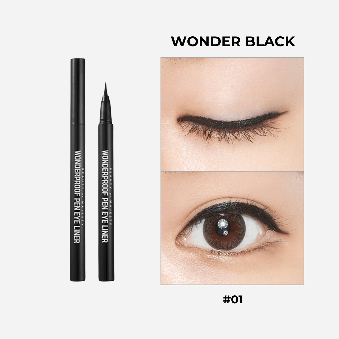 BEAUTY OF MAJESTY B.O.M Wonderproof Pen Eye Liner #1 Wonder Black 0,5g - Eyeliner a penna color nero