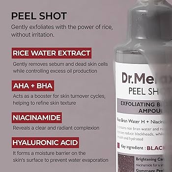 DR.MELAXIN Peel Shot Exfoliating Black Rice Ampoule 80ml - Esfoliante al riso nero