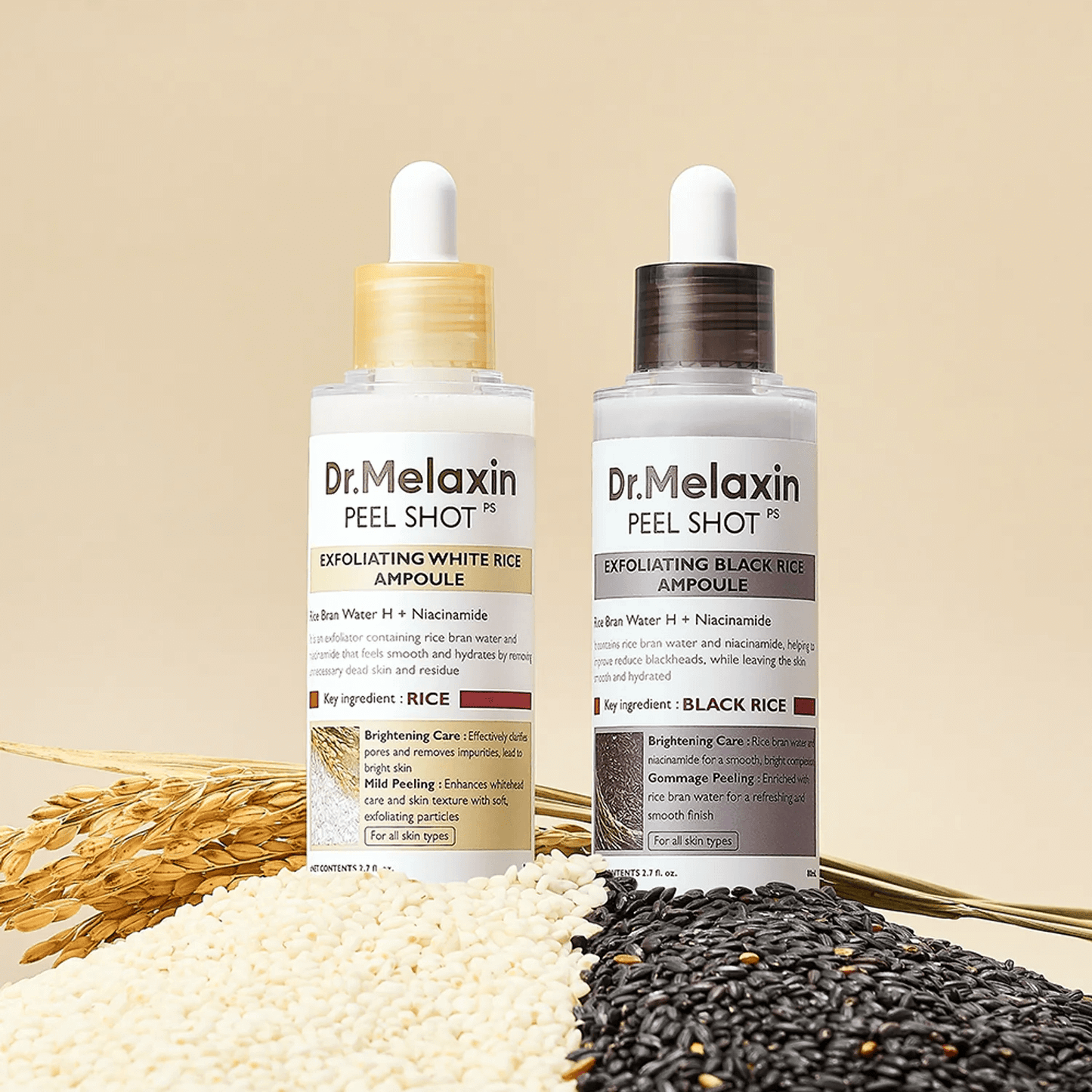 Dr. MELAXIN Peel Shot Exfoliating White Rice Ampoule 80ml - Siero esfoliante delicato al riso