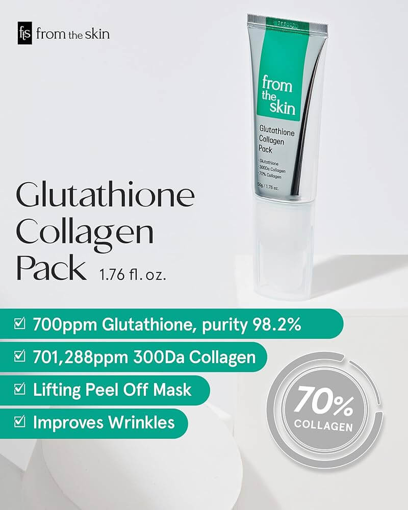 FROM THE SKIN Glutathione Collagen Pack 50g - Maschera viso illuminante e idratante effetto pellicola