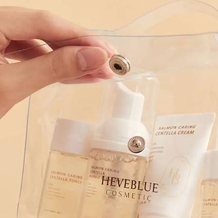 HEVEBLUE Salmon Caring Centella Special Travel Kit Bag 4pcs - Travel kit