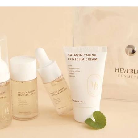 HEVEBLUE Salmon Caring Centella Special Travel Kit Bag 4pcs - Travel kit