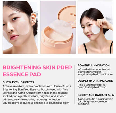 HOUSE OF HUR Brightening Skin Prep Essence Pad 140ml - Toner pad coreani illuminanti