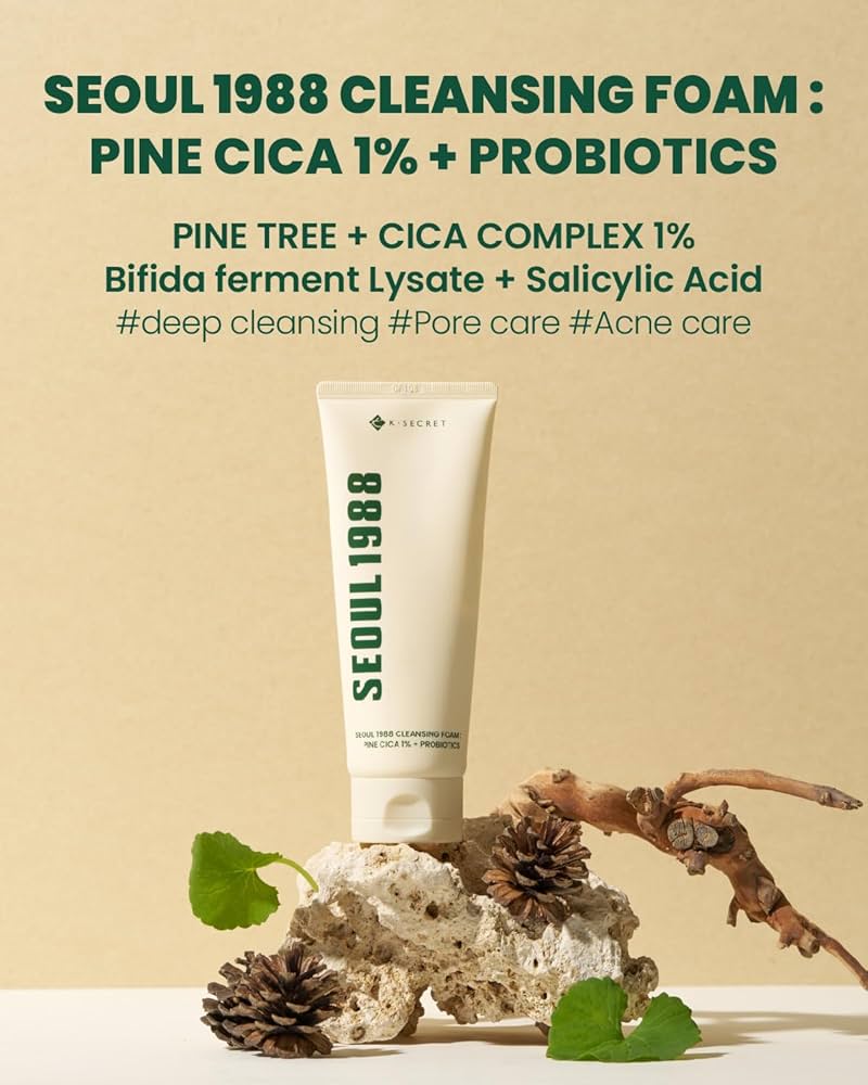 K-SECRET SEOUL 1988 Cleansing Foam : Pine Cica 1% + Probiotics 150ml - Detergente viso con probiotici e aghi di pino