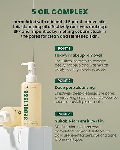 K-SECRET SEOUL 1988 Cleansing Oil : Pine Cica 1% + Probiotics 200ml - Olio detergente con probiotici e aghi di pino