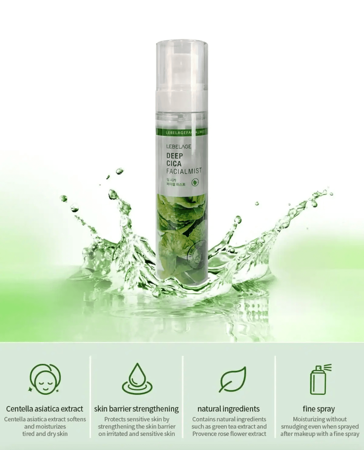 LEBELAGE Deep Cica Facial Mist 120ml - Mist viso con centella