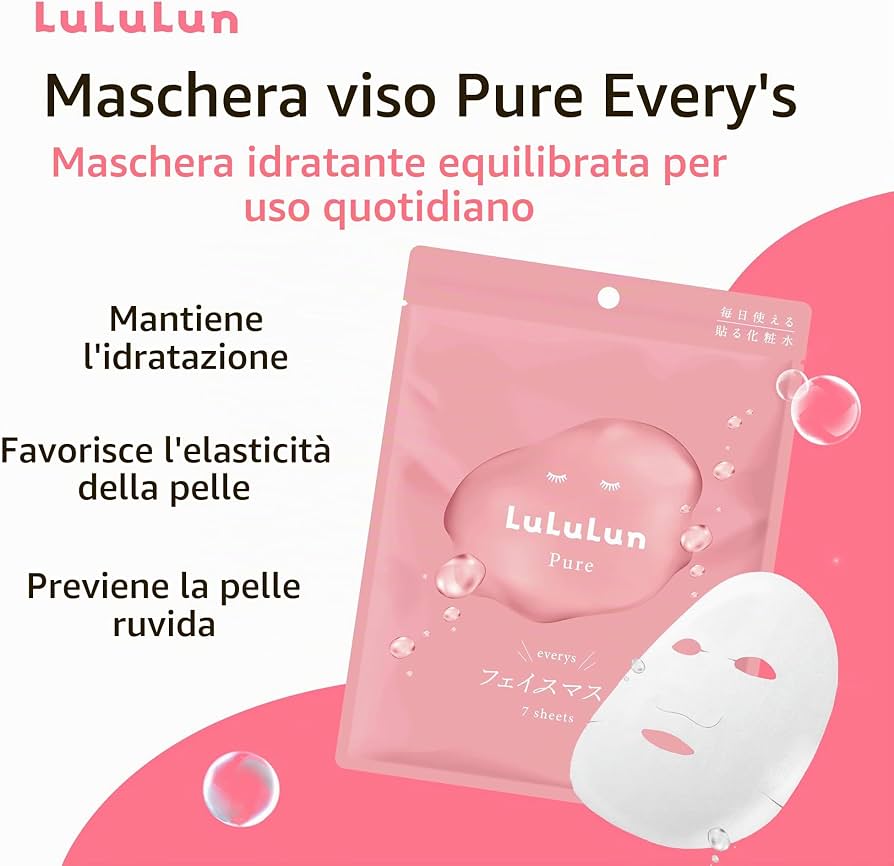 LULULUN Pure Everys Sheet Mask 7 pcs 142ml - Maschera viso giapponese