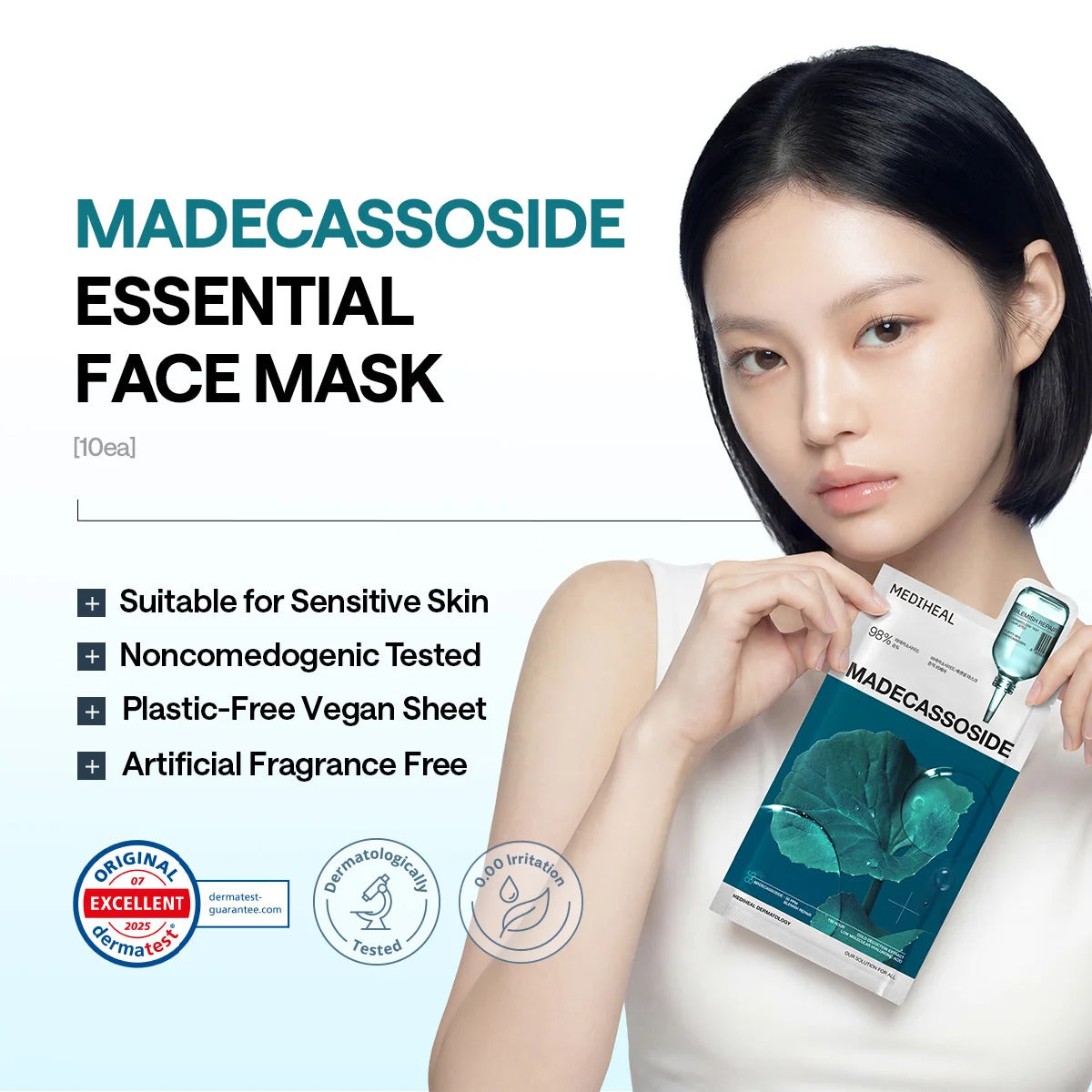 ragazza con maschera in mano e testo a fianco