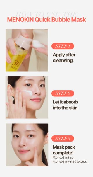 MENOKIN 30 Seconds Quick Bubble Mask Bright 95ml - Maschera viso bubble illuminante