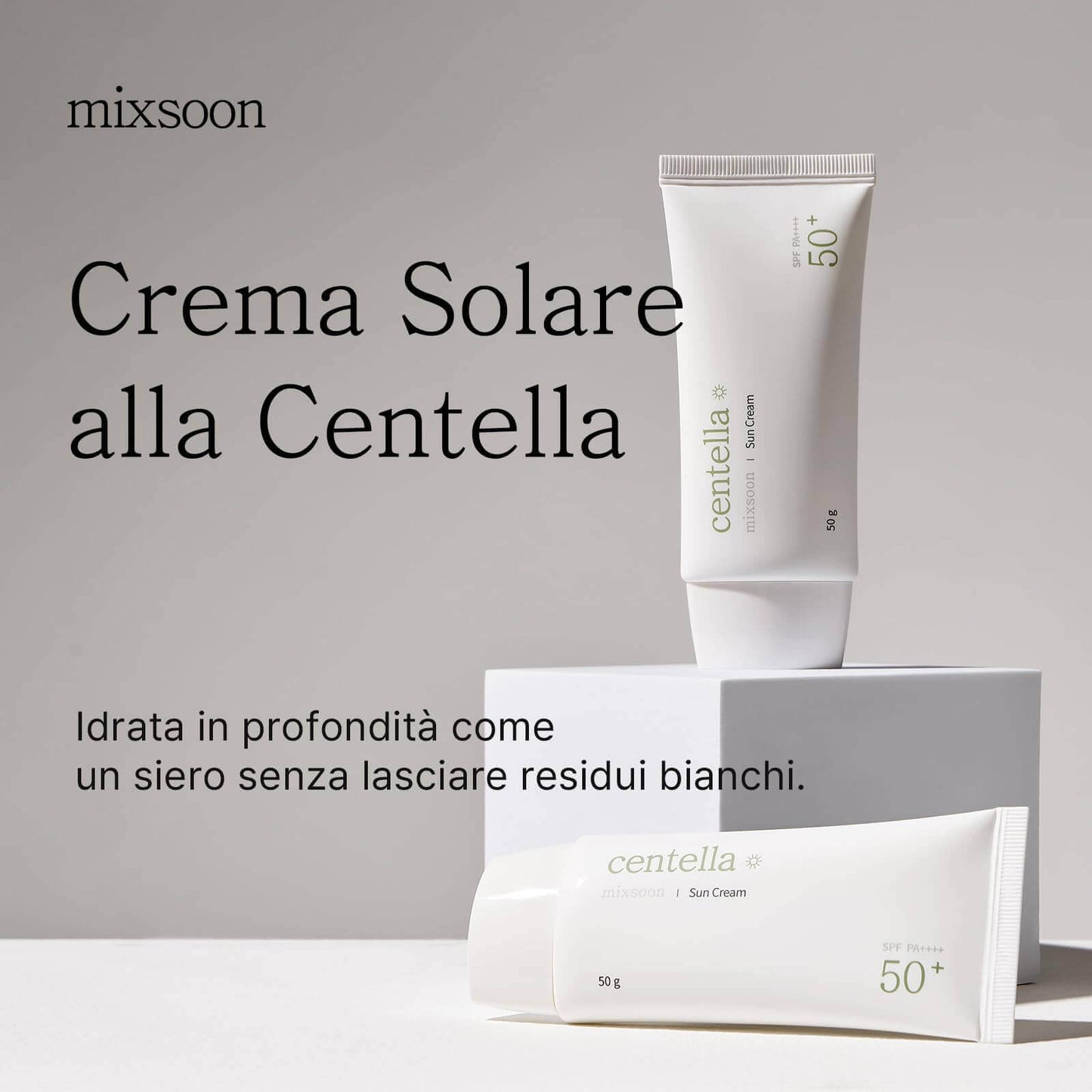 MIXSOON Centella Sun Cream SPF50+ PA++++ 50g - Protezione solare con centella