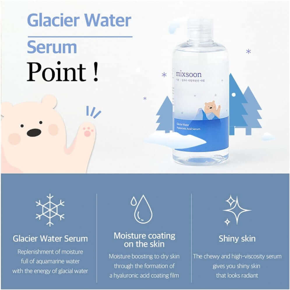 MIXSOON Glacier Water Hyaluronic Acid Serum 100ml - Siero idratante con acido ialuronico