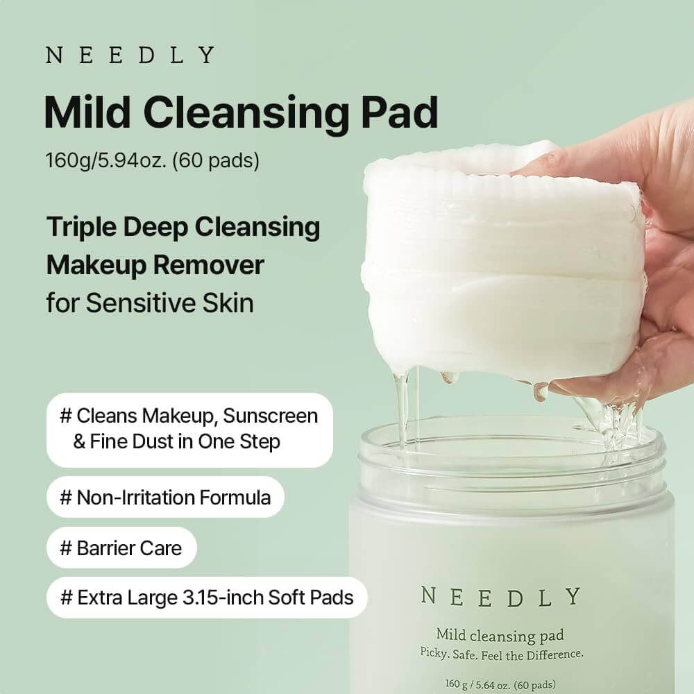 NEEDLY Mild Cleansing Pad Makeup Remover 60 pcs 160g - Dischetti imbevuti struccanti