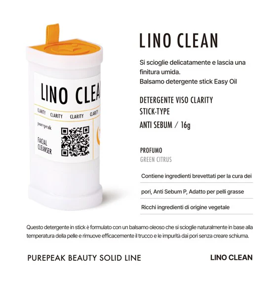 PUREPEAK Lino Clean 16g - Detergente viso coreano in stick