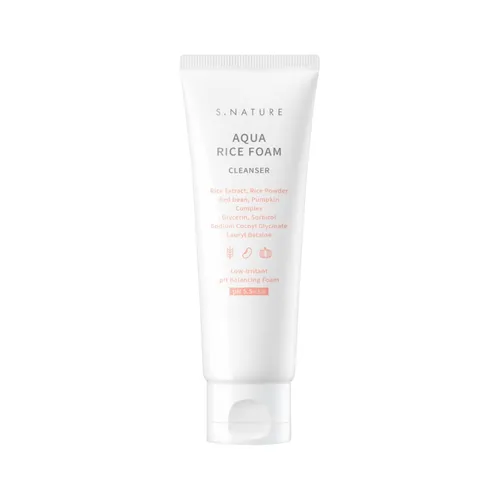 S.NATURE Aqua Rice Foam Cleanser 160ml - Detergente viso lenitivo con riso