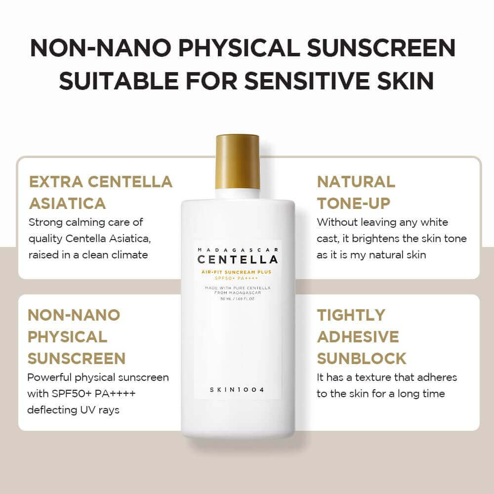 SKIN1004 Madagascar Centella Air-Fit Suncream Plus SPF50+ PA++++ 50ml - Protezione solare con centella