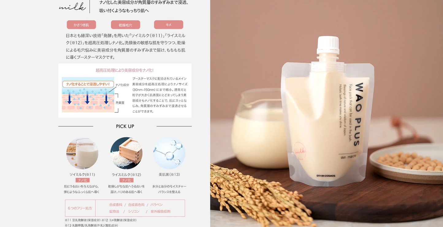 SKIN MARCHE WAO PLUS Milk Mask 180gr - Maschera viso idratante a base di latte