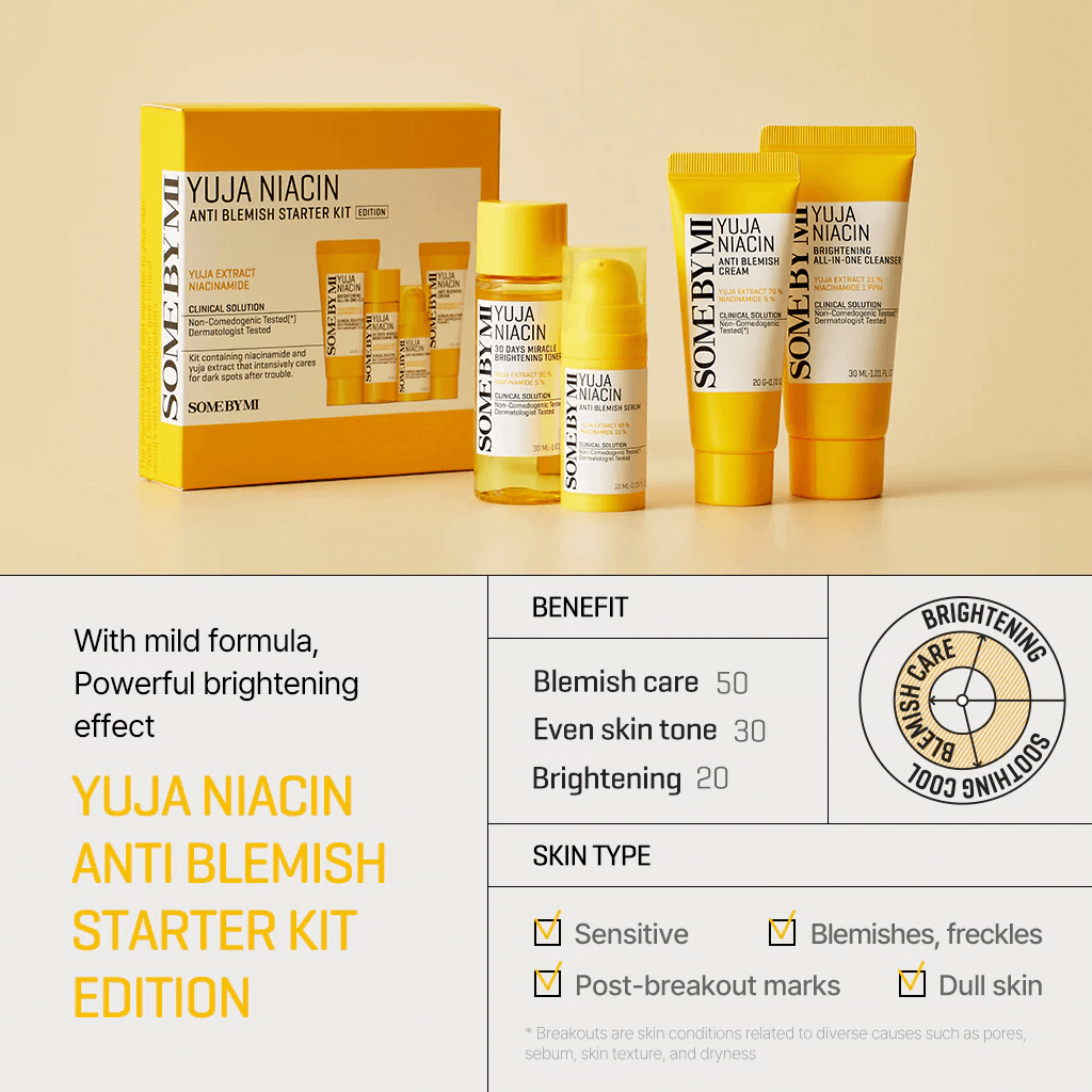 SOME BY MI Yuja Niacin Anti Blemish Starter Kit - Kit skincare per trattare macchie e imperfezioni