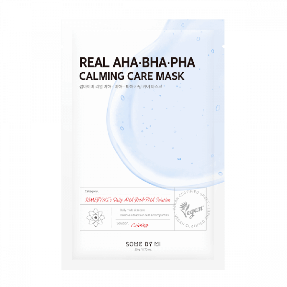 SOME BY MI Real AHA-BHA-PHA Calming Care Mask 20g - Maschera di tessuto calmante ed esfoliante