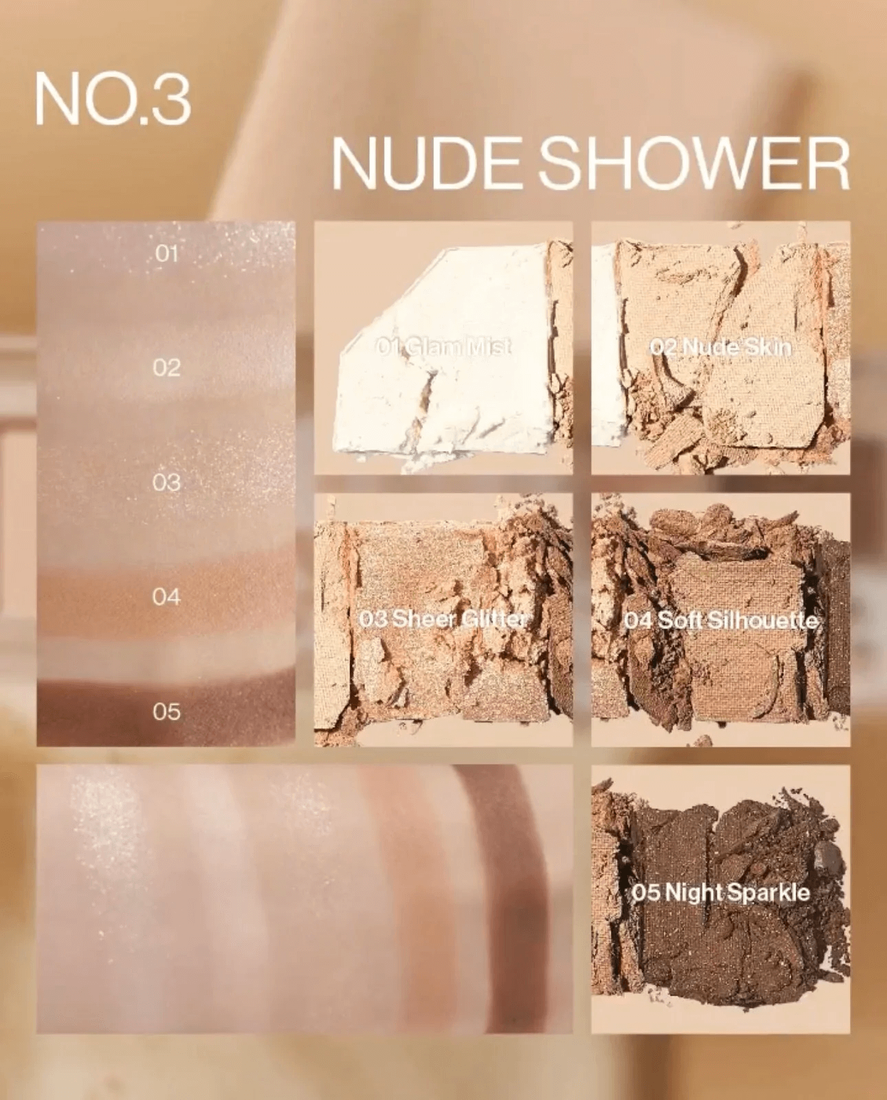 UNLEASHIA Mood Shower Face Palette N.3 Nude Shower - Palette viso coreana ombretti multifunzione