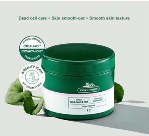 VT COSMETICS Cica Mild Toner Pad 60ea 130ml - Pad esfolianti e lenitivi