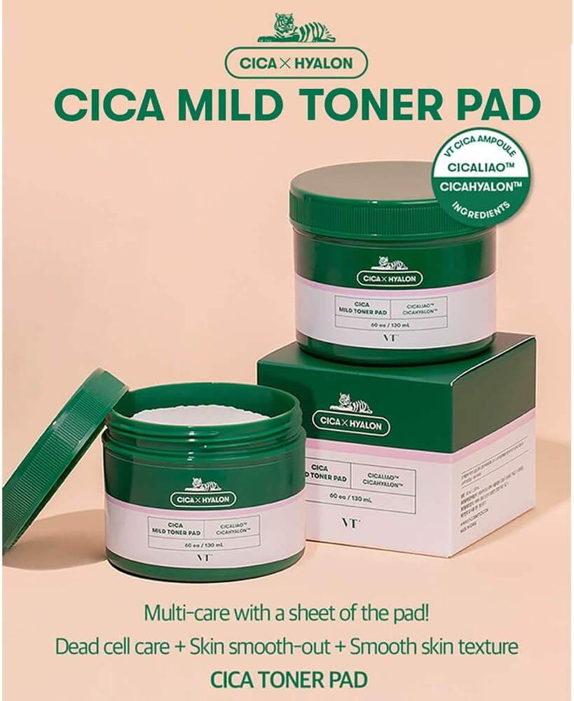 VT COSMETICS Cica Mild Toner Pad 60ea 130ml - Pad esfolianti e lenitivi