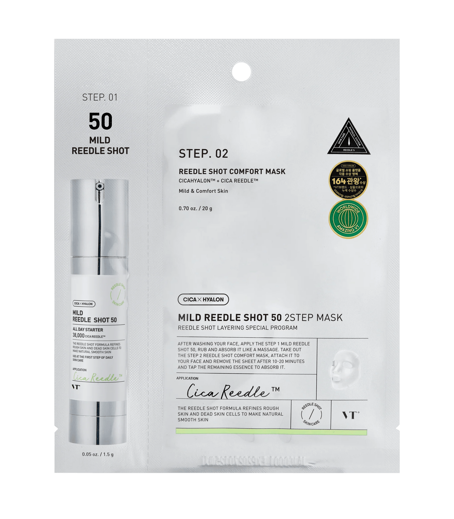 VT COSMETICS Mild Reedle Shot 50, 2-Step Mask 20g - Maschera viso in due step